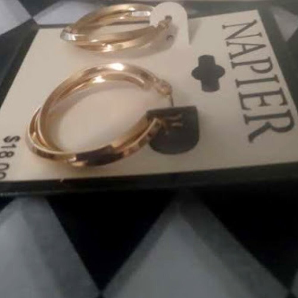NAPIER Contemporary Gold Smooth Criss Cross Hoop Earrings**NEW!